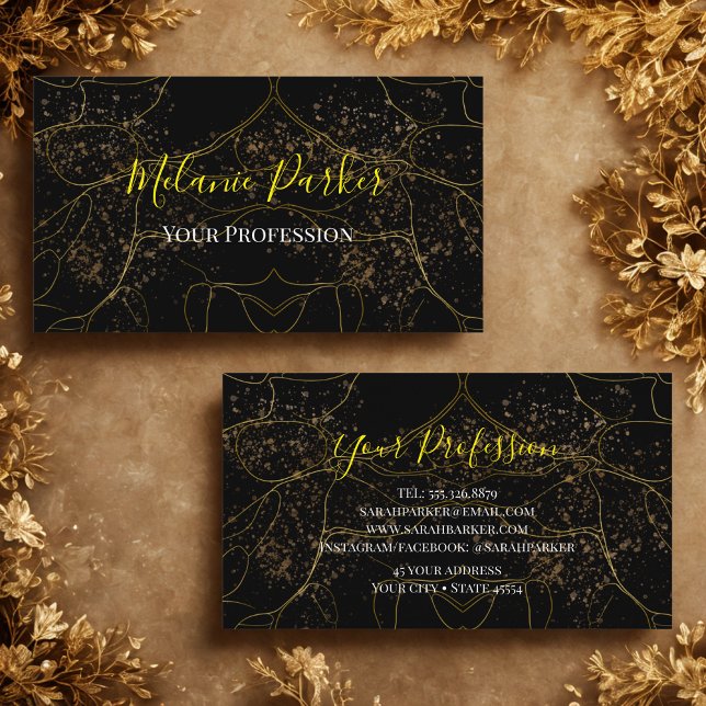 Glam Modern Black Gold Glitter  Business Card (Creator Uploaded)