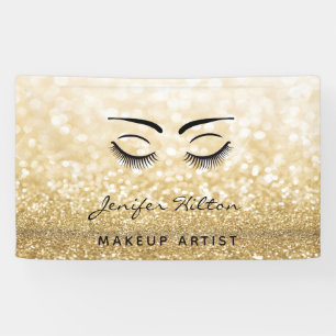 Glam modern chic gold glittery eyelashes & eyebrow banner