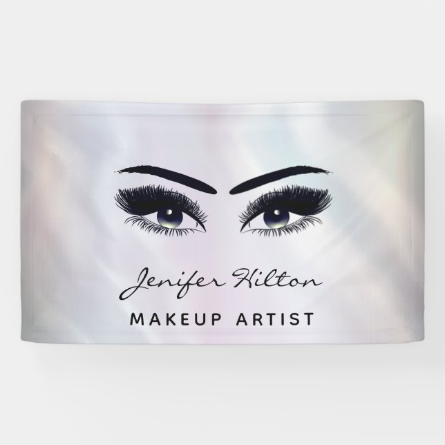 Glam modern chic holographic eyelashes & eyebrow banner (Horizontal)