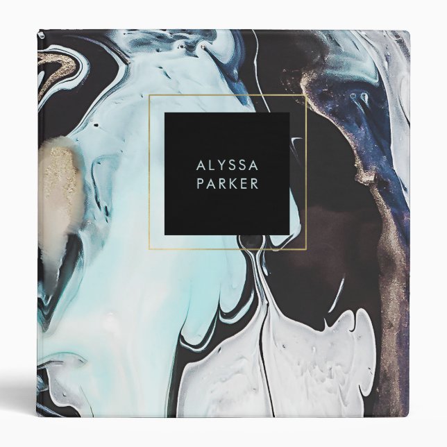 Glam Modern Ink Swirls with Black Square Binder (Front)