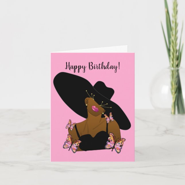 Glam Mom Butterfly Pink Birthday Card (Front)