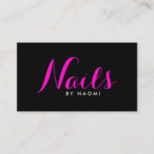 Glam Nails Script Text Pink/Black Business Card