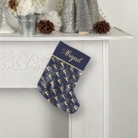 Glam Navy Blue Gold Reindeer Pattern Personalized