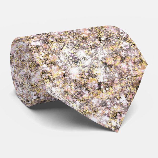 Glam Neutral Rose Gold Mermaid Glitter Tie (Rolled)