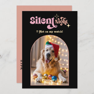 Glam Night Funny Retro Pet Dog Christmas Photo Holiday Card