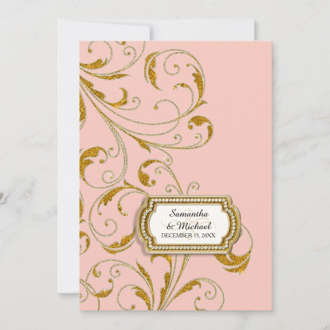 Glam Old Hollywood Regency Black Tie Event Style Invitation (Front)