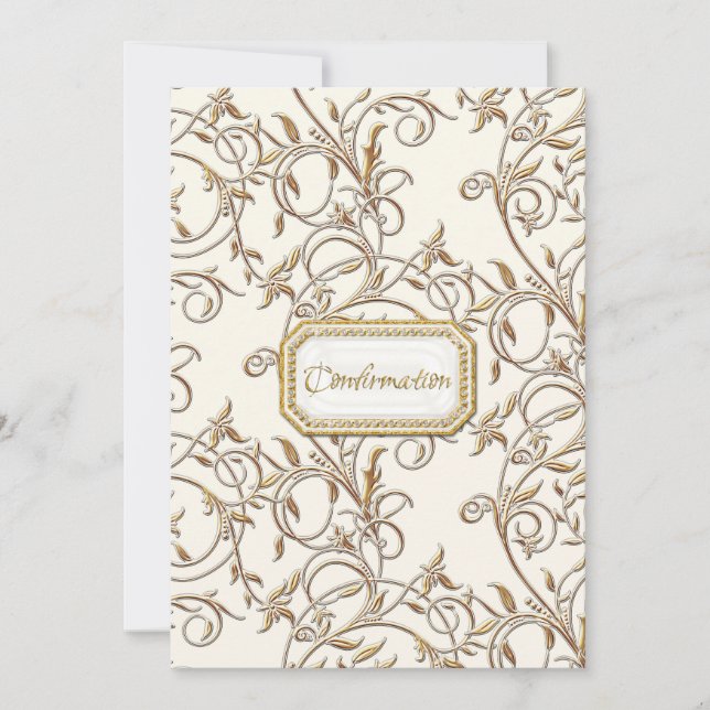 Glam Old Hollywood Regency Girl Cross Confirmation Invitation (Front)