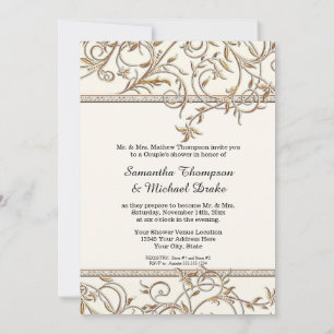 Glam Old Hollywood Regency Gold Couples Shower Invitation