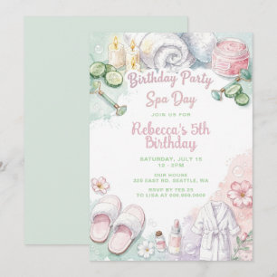 Glam Pamper Spa Birthday Party Invitation