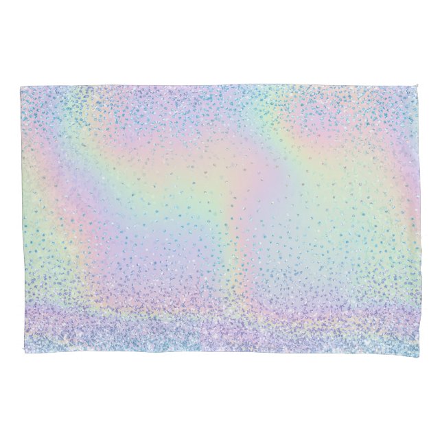 Glam Pastel Rainbow Glitter Sparkle Accent Pillowcase (Front)
