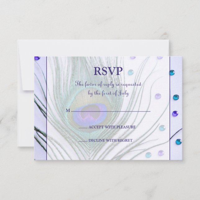 Glam Peacock Feather Purple Response Card (Front)