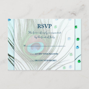 Glam Peacock Feather Teal Response Card