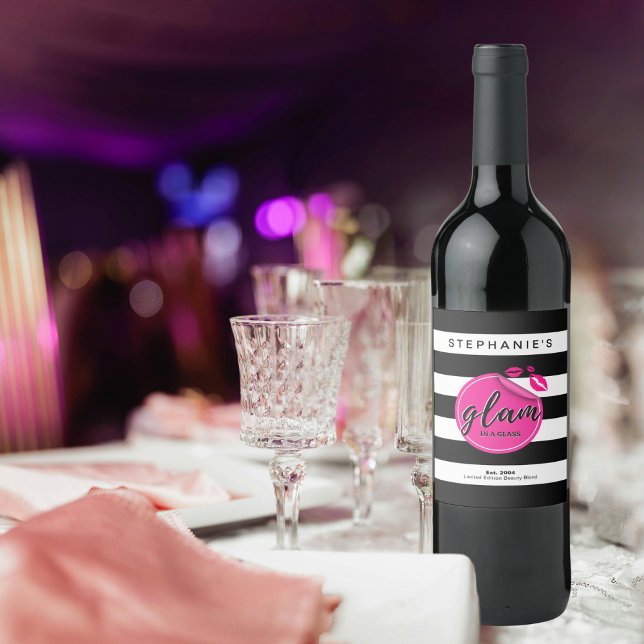 Glam Personnalisé Dans Un Vin De Verre Étiquettes (Créateur téléchargé)