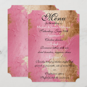 Glam Pink and Gold Wedding Menu