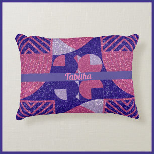 Glam Pink and Purple Geometric Accent Pillow