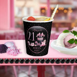 Glam Pink Black Fashion 21st Birthday Party Paper Cups<br><div class="desc">Glamourous French couture-inspired,  pink and black "21" 21st birthday design featuring a hat box cake,  pink stilettos and a makeup bag among various unopened birthday presents and luscious cupcakes.  Perfect for celebrating birthday occasions.  Age is created in an uneditable faux pink glitter font.</div>