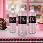Glam Pink Black Fashion 40th Birthday Party Water Bottle Label<br><div class="desc">Glamourous French couture-inspired,  pink and black "40" 40th birthday design featuring a hat box cake,  pink stilettos and a makeup bag among various unopened birthday presents and luscious cupcakes.  Perfect for celebrating birthday occasions.  Age is created in an uneditable faux pink glitter font.</div>