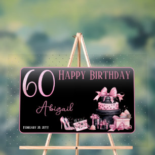 Glam Pink Black Fashion 60th Birthday Party