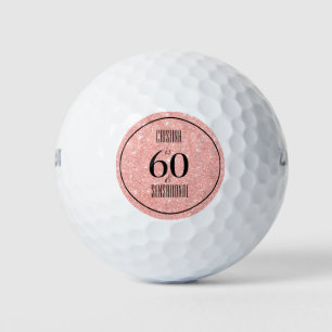 Glam Pink & Black Personalized 60 & Sensational Golf Balls