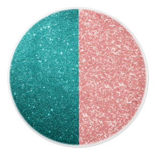 Glam Pink Blue Glitter Sparkle Ceramic Knob