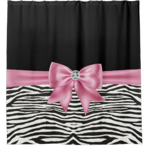 Glam Pink Bow Diamond Zebra Print Black 