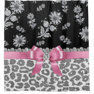 Glam Pink Bow-Grey Leopard-Silver Floral Sparkles