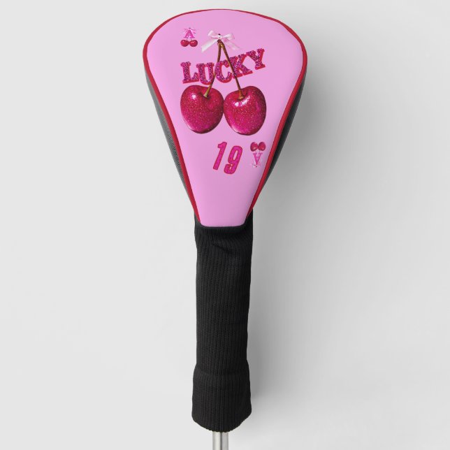 Glam Pink Cherry Lucky Retro Golf Head Cover (Front)
