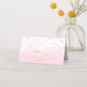 Glam Pink Chic Bokeh Glamour Lights Table Number Place Card