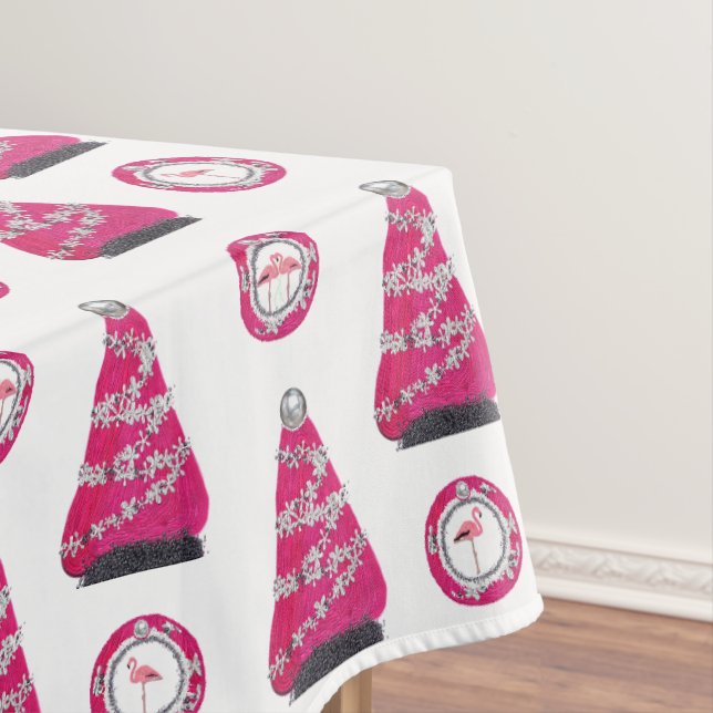 Glam Pink Christmas flamingos Tablecloth (In Situ)