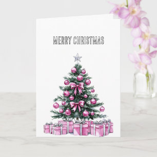 Glam Pink Christmas Tree  Card