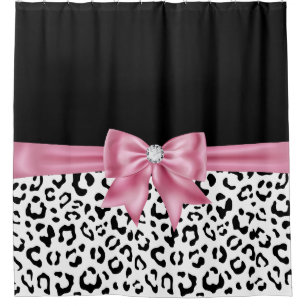 Glam Pink Diamond Bow Black Snow Leopard