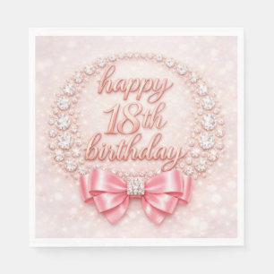 Glam Pink Diamond Happy 18th Birthday Design Napkin