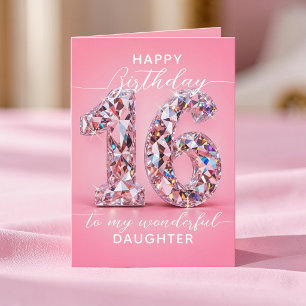 Glam Pink Diamond Sparkle Sweet 16 Birthday Card
