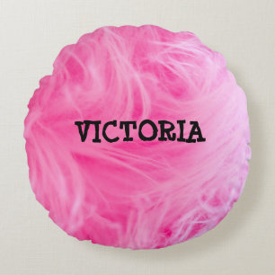 Glam Pink Girly Design Round Pillow
