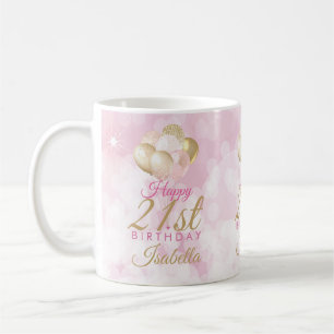 Glam Pink Glitter Balloons 21st Birthday  Coffee Mug