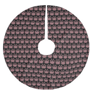 Glam Pink Glitter Bells on Black Holiday  Brushed Polyester Tree Skirt