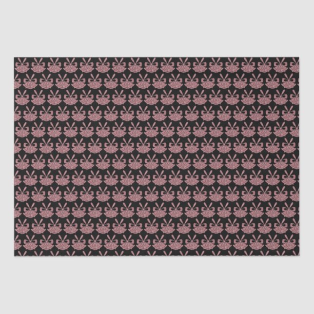 Glam Pink Glitter Bells on Black Holiday  Tissue Paper (Front)