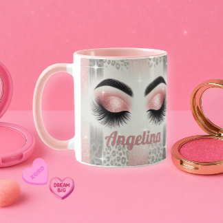  Glam Pink Glitter Eyelashes Mug