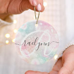 Glam Pink Glitter Pastel Girly Pattern Ceramic Ornament<br><div class="desc">Easily personalize this pretty pink bokeh glitter pattern with your custom name and/or monogram.</div>