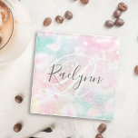 Glam Pink Glitter Pastel Girly Pattern Glass Coaster<br><div class="desc">Easily personalize this pretty pink bokeh glitter pattern with your custom name and/or monogram.</div>
