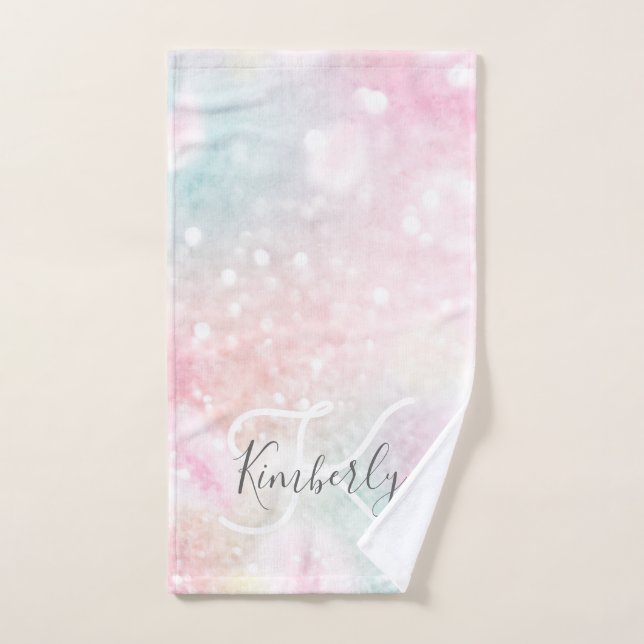 Glam Pink Glitter Pastel Girly Pattern Hand Towel (Hand Towel)
