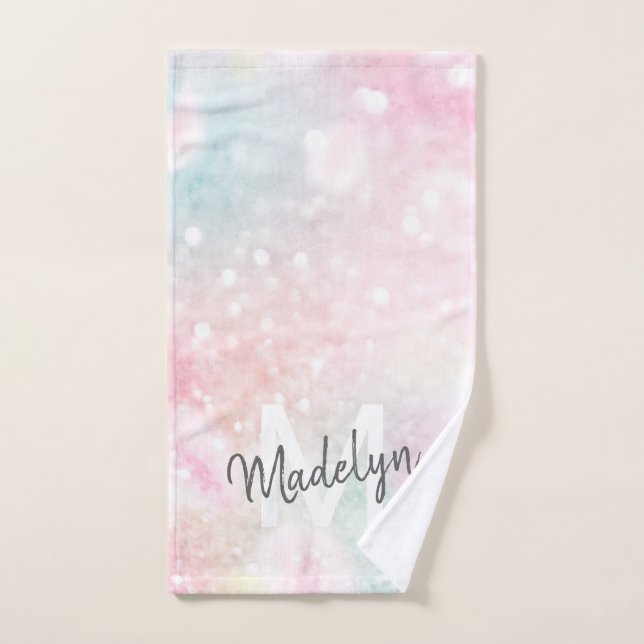 Glam Pink Glitter Pastel Girly Pattern Hand Towel (Hand Towel)