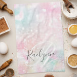 Glam Pink Glitter Pastel Girly Pattern Kitchen Towel<br><div class="desc">Easily personalize this pretty pink bokeh glitter pattern with your custom name and/or monogram.</div>