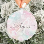Glam Pink Glitter Pastel Girly Pattern Ornament<br><div class="desc">Easily personalize this pretty pink bokeh glitter pattern with your custom name and/or monogram.</div>