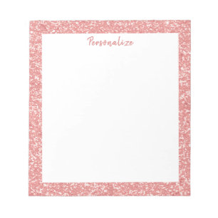 Glam Pink Glitter Sparkle Border Personalize Notepad