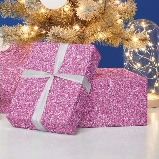 Glam Pink Glitter  Wrapping Paper (Holidays)