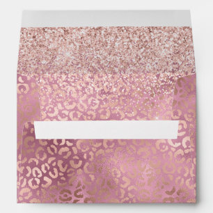 Glam Pink Glitzy Glitter Leopard Print Envelope