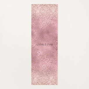 Glam Pink Glitzy Glitter Leopard Print inspiration Yoga Mat
