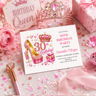 Glam Pink Gold Confetti Thirty Birthday Invitation