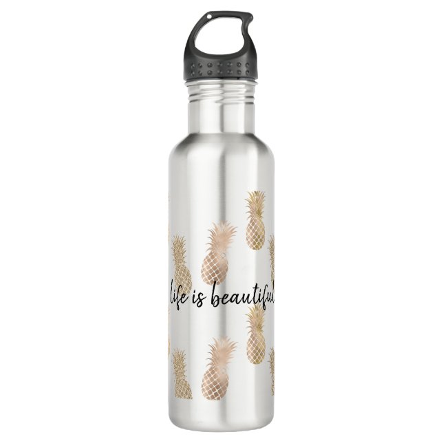 Glam Pink Gold Pineapples 710 Ml Water Bottle (Front)